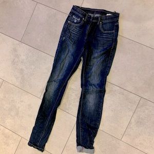 High rise dark wash skinny jeans